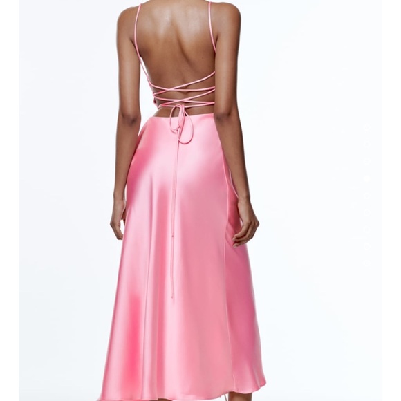 ZARA Pink Satin Dress - Picture 3 of 10